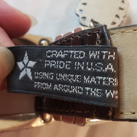 Brighton Belt Gold/Silver Tone Bangle Brown Leather Size M/30 - Picture 6 of 7